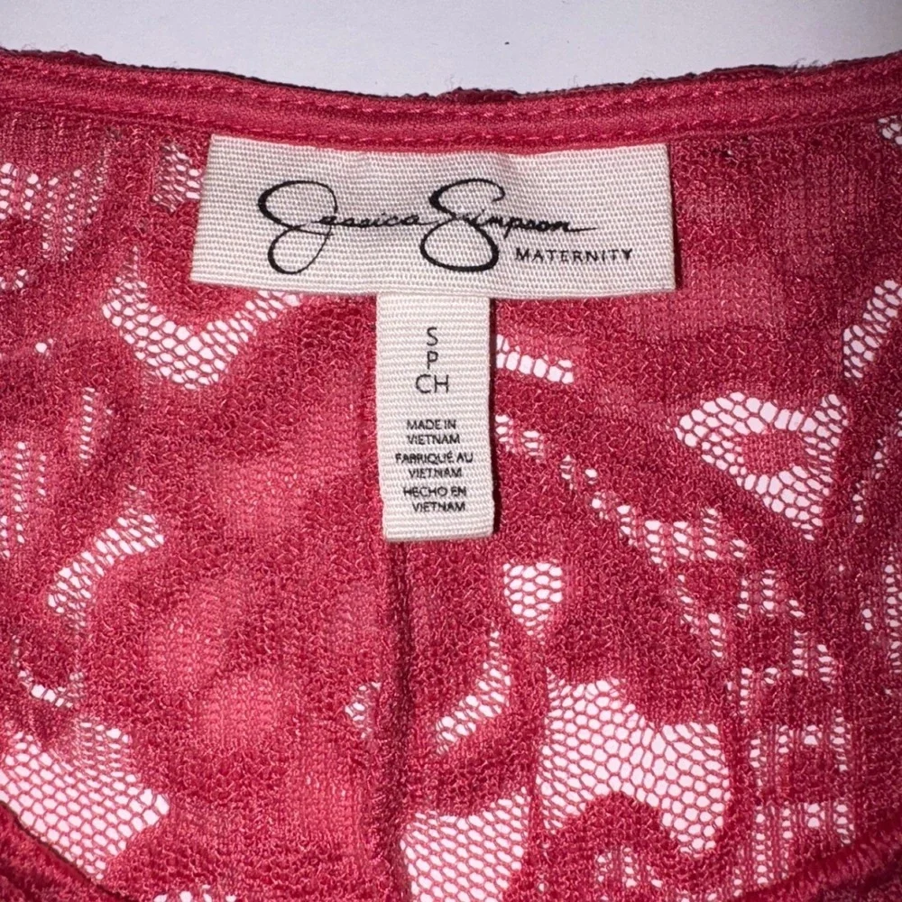 Jessica Simpson Maternity Lace Sheath Dress Long Sleeve Red Size S - Picture 4 of 7